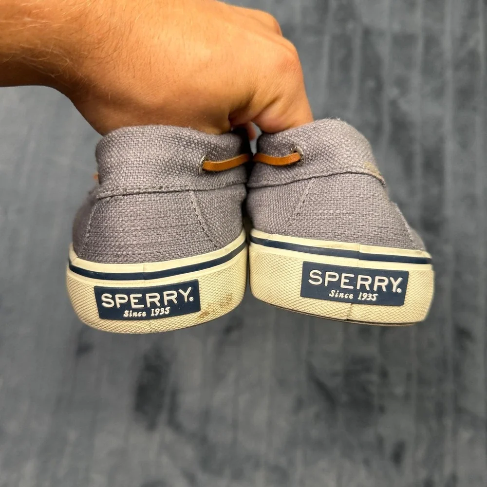 Sperry Mens Bahama II Boat Shoes Grey Canvas Casual Sneakers STS23051 Size 11.5